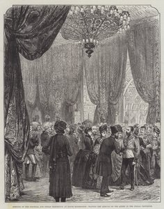 Opening of the Colonial and Indian Exhibition at South Kensington, waiting the Arrival of the Queen in the Indian Vestibule by English School