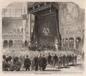 Opening of the International Exhibition; Earl Granville presenting the address to the Duke of Cambridge by English School