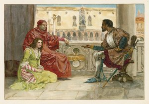 Othello talking to Desdemona and her father