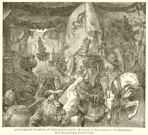 Overthrow of Rome by the Barbarians--Entrance of Theodoric and the Ostrogoths by English School