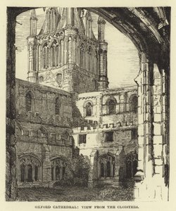 Oxford Cathedral, View from the Cloisters by English School
