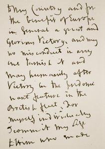 Page of a letter written by Nelson just before the Battle of Trafalgar, Monday 21st October 1805 by English School