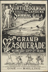 Pamphlet for Swimming Gala and Grand Masquerade, North Woolwich Gardens by English School