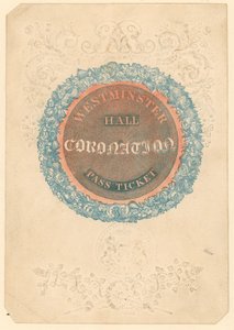 Pass Ticket for The Grand Coronation Banquet of King George IV at Westminster Hall, 17 July 1821 by English School