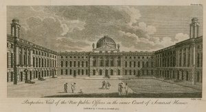 Perspective view of the new public offices in the inner court of Somerset House by English School
