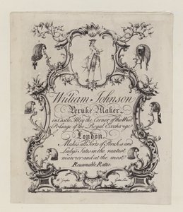William Johnson Peruke Maker, trade card