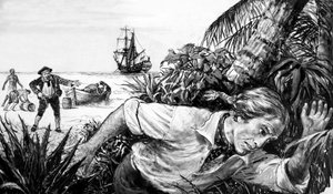 Philip Ashton escaping from pirates by English School