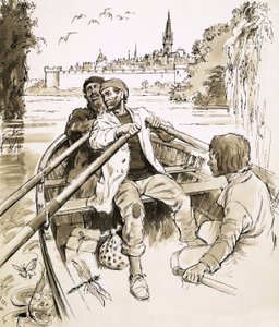 Pierre Steered the Boat into a Wide Stretch of the River by English School