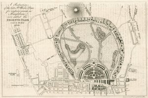 Plan for improvements in Marylebone, London, now called the Regents Park, made in the year 1809