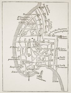 Plan of Acre in the thirteenth century by English School