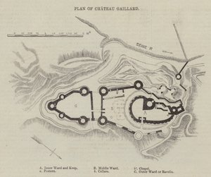 Plan of Chateau Gaillard (engraving) by English School