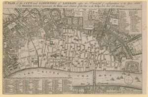 Plan of the City and Liberties of London After the Dreadful Conflagration in the Year 1666 by English School