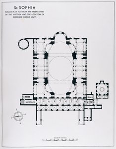 Plan to Show the Orientation of the Narthex and Described Mosaic Units, from The Mosaics of Haghia Sophia at Istanbul by Thomas Whittemore by English School