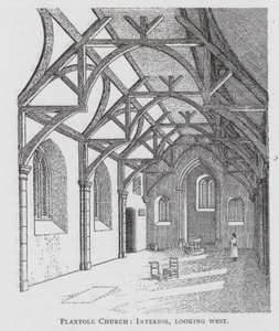 Plaxtole Church, Interior, Looking West by English School