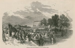 Pleasure canal boats, sketched at the Paddington Basin, Regents Canal, London