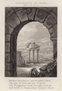 Ploughing of Zion, Micah III, ver 12 (engraving) by English School