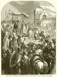 Pope Urban II Preaching the First Crusade in the Market-Place of Clermont by English School