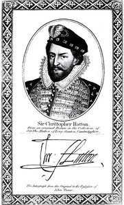 Portrait and Signature of Sir Christopher Hatton (1540-91)