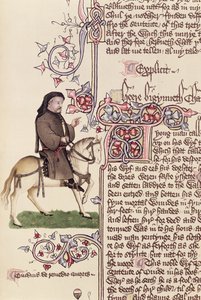 Portrait of Geoffrey Chaucer, facsimile from The Canterbury Tales by Geoffrey Chaucer by English School