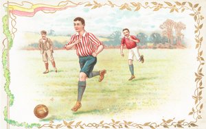 Postcard with Men Playing Football by English School