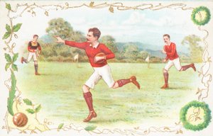 Postcard with Men Playing Rugby by English School
