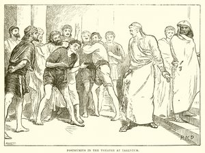 Posthumius in the theatre at Tarentum by English School