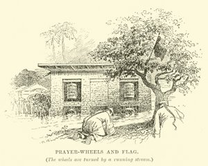 Prayer-wheels and Flag by English School