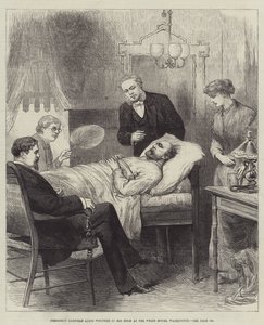President Garfield Lying Wounded in His Room at the White House, Washington by English School