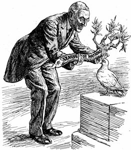 President Wilson Giving the Dove of Peace an Olive Branch Labelled 