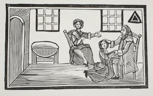 Pretty Bessie receiving her fathers blessing when going to seek her own livelihood (illustration) by English School