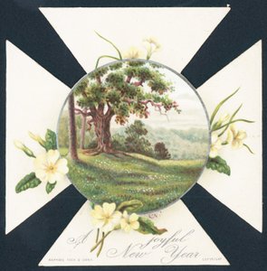 Primroses and Countryside Scene