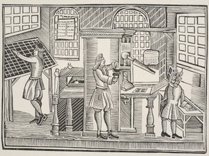 Printing Office, c.1710 by English School