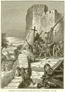 Procession of the Crusaders Round the Walls of Jerusalem by English School