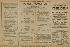 Programme of Events at the Royal Aquarium by English School