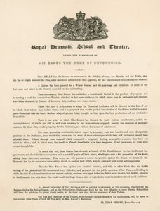 Promotional letter for the Royal Dramatic School and Theatre, 73 Dean Street, Soho Square, London