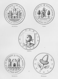 Public Arms: Malmesbury; Newry; Penrhyn; Bridgwater; Wokingham (engraving)