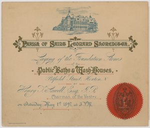 Public Baths and Wash Houses, Pitfield Street, Hoxton by English School