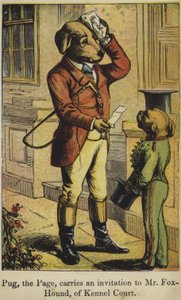 Pug the Page Carries an Invitation to Mr. Fox-Hound of Kennel Court by English School
