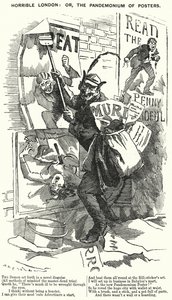 Punch cartoon: Horrible London: or, the Pandemonium of Posters - London at the time of the Jack the Ripper murders by English School