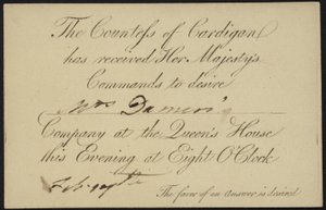 Queen Charlotte Invites Mrs. Damer to the Queen