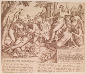 Queen Elizabeth I of England as the Goddess Diana, Sitting in Judgement Over Pope Gregory XIII