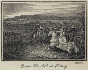 Queen Elizabeth at Tilbury by English School