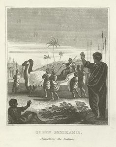 Queen Semiramis Attacking the Indians by English School