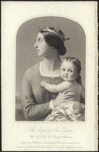 Queen Victoria and Princess Helena by English School