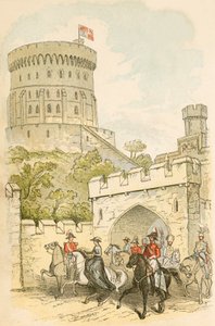 Queen Victoria Riding Out of Windsor Castle by English School