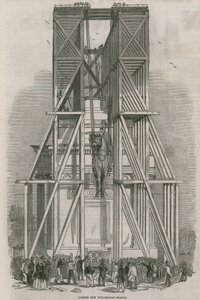 Raising the Wellington statue, Hyde Park Corner, London by English School