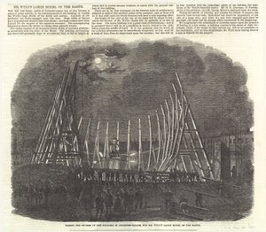 Raising the Trusses of the Building in Leicester Square for Mr. Wyld