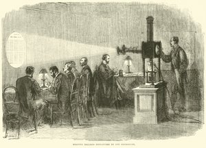 Reading Balloon Despatches by the Microscope, October 1870 by English School