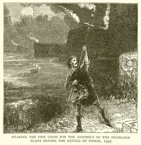 Rearing the Fire Cross for the Assembly of the Highland Clans before the Battle of Pinkie, 1547 by English School