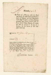 Receipt for Civil List Lottery of 1713 by English School